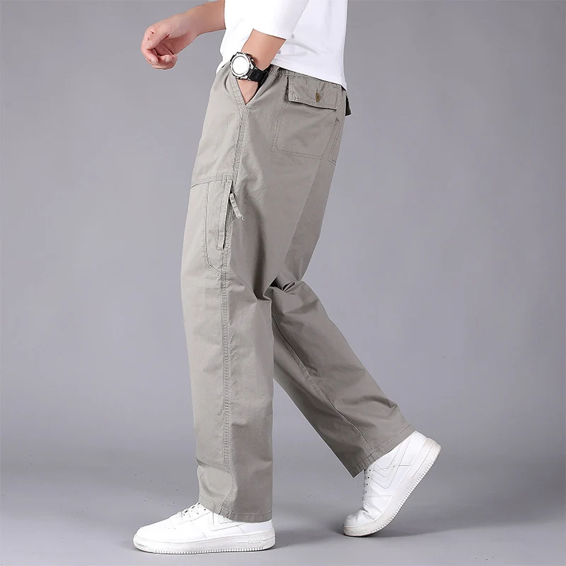Herren Locker sitzende Cargo‑Hose mit elastischem Tunnelzugbund, Knieabnähern & Reißverschlusstaschen Drune