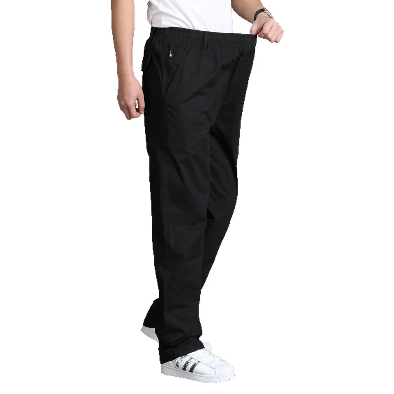 Herren Locker geschnittene Chinohose mit elastischem Bund und seitlicher Reißverschlusstasche Drune