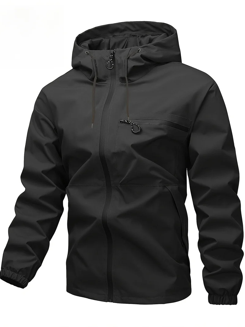 Herren Leichter Technical Shell-Anorak mit getapten Nähten, wasserdichten Reißverschlüssen & verstellbarer Kapuze Drune