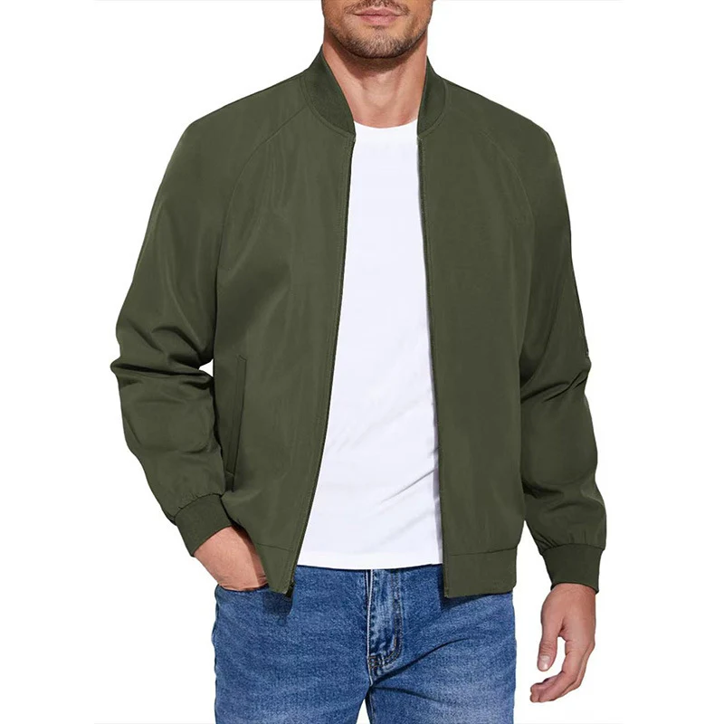 Herren Leichter Baumwoll‑Mix Bomberblouson mit Rippbündchen und verdecktem Reißverschluss Drune