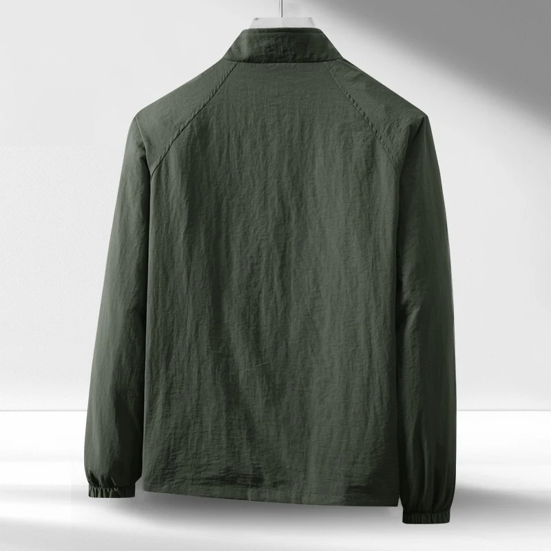 Herren Leichte winddichte Reißverschluss-Blousonjacke mit Stehkragen und elastischen Bündchen Drune