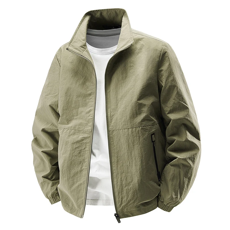 Herren Leichte Wind- und wasserabweisende Freizeitjacke mit Stehkragen und Reißverschlusstaschen Drune