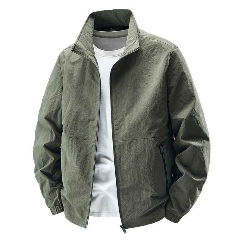 Herren Leichte Wind- und wasserabweisende Freizeitjacke mit Stehkragen und Reißverschlusstaschen Drune