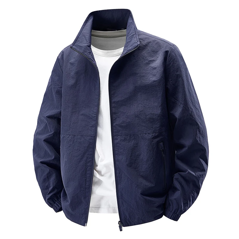 Herren Leichte Wind- und wasserabweisende Freizeitjacke mit Stehkragen und Reißverschlusstaschen Drune