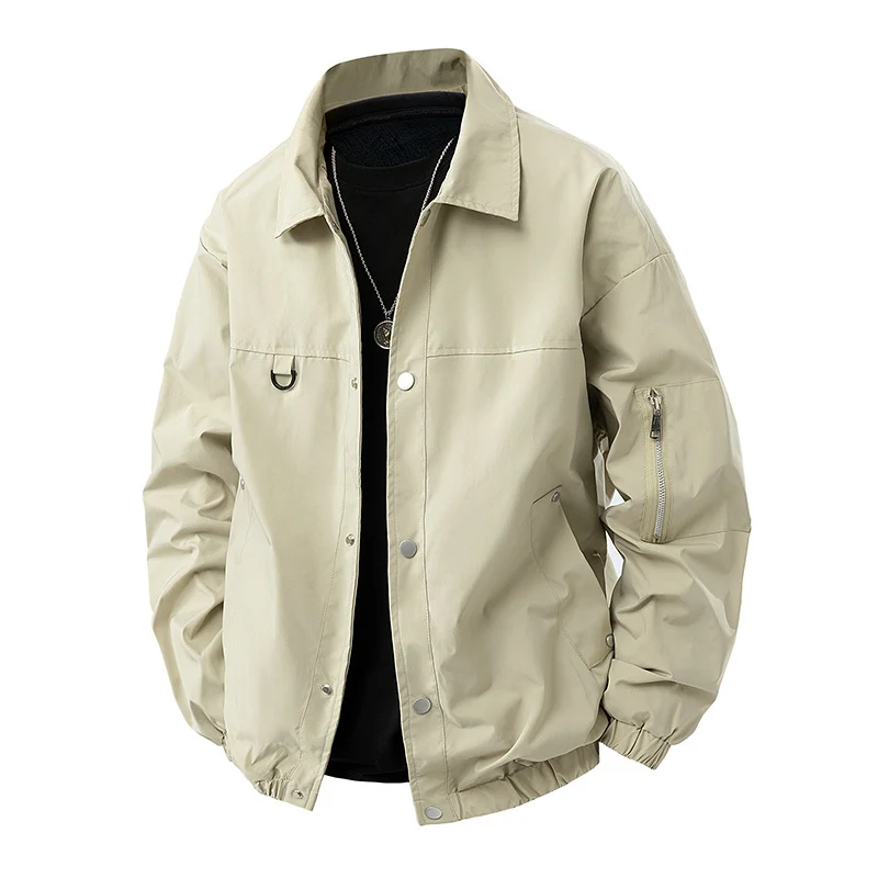 Herren Leichte Utility-Coachjacke mit Druckknopfverschluss, Ärmel-Reißverschluss & elastischem Saum Drune
