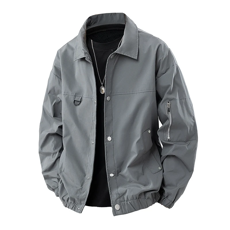 Herren Leichte Utility-Coachjacke mit Druckknopfverschluss, Ärmel-Reißverschluss & elastischem Saum Drune