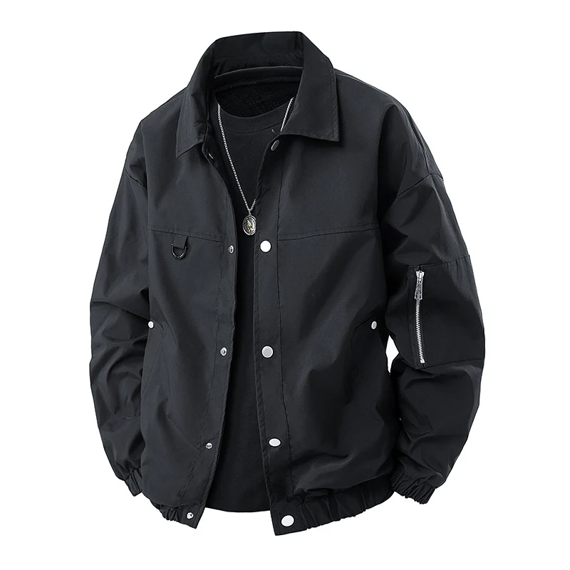 Herren Leichte Utility-Coachjacke mit Druckknopfverschluss, Ärmel-Reißverschluss & elastischem Saum Drune