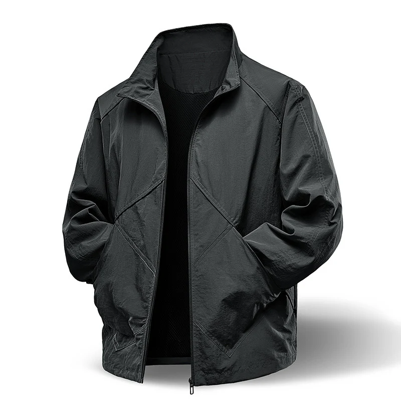 Herren Leichte technische Zip‑Jacke mit Stehkragen, Raglanärmeln & Utility‑Einsätzen Drune