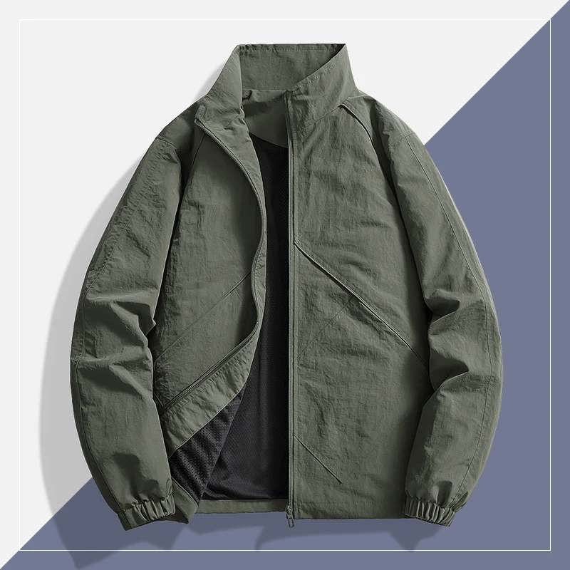 Herren Leichte technische Windjacke mit Mesh-Innenfutter, Stehkragen und elastischen Bündchen Drune