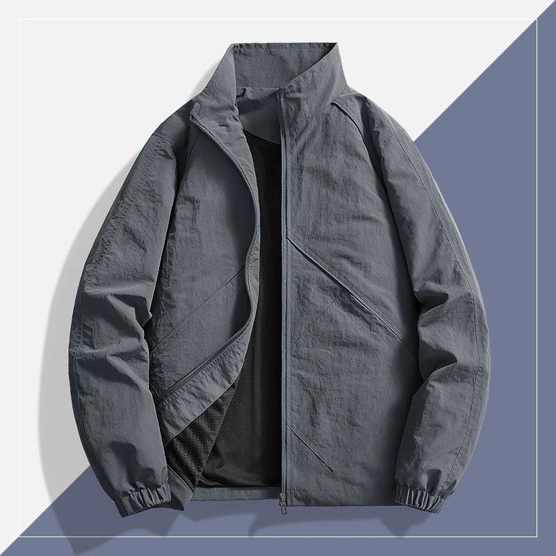 Herren Leichte technische Windjacke mit Mesh-Innenfutter, Stehkragen und elastischen Bündchen Drune
