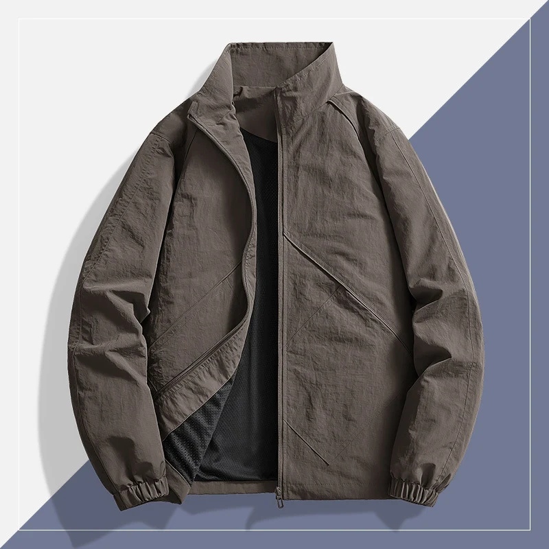 Herren Leichte technische Windjacke mit Mesh-Innenfutter, Stehkragen und elastischen Bündchen Drune