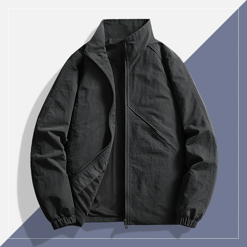 Herren Leichte technische Windjacke mit Mesh-Innenfutter, Stehkragen und elastischen Bündchen Drune