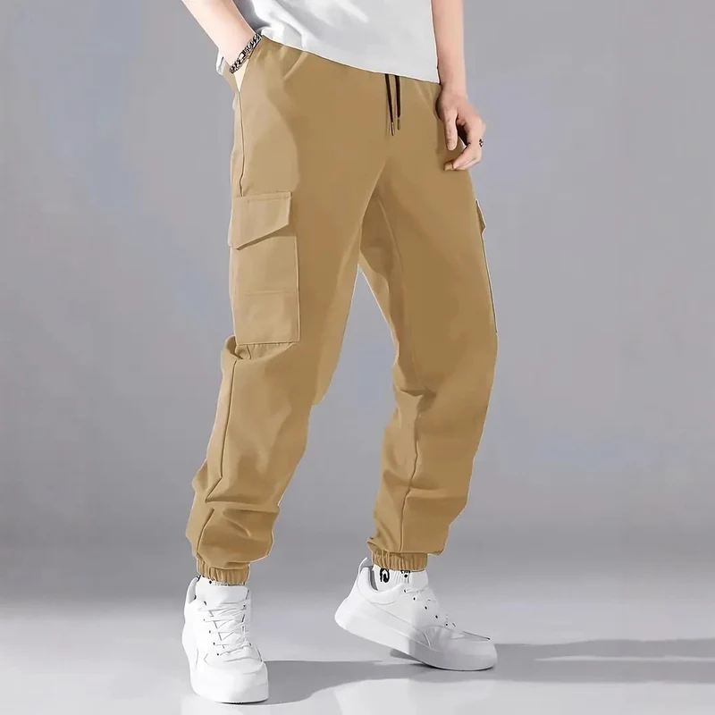 Herren Leichte Tech-Cargohose im Joggerstil mit Tunnelzug, elastischem Beinabschluss & Multifachtaschen Drune