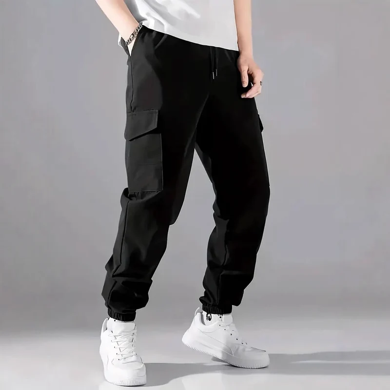 Herren Leichte Tech-Cargohose im Joggerstil mit Tunnelzug, elastischem Beinabschluss & Multifachtaschen Drune
