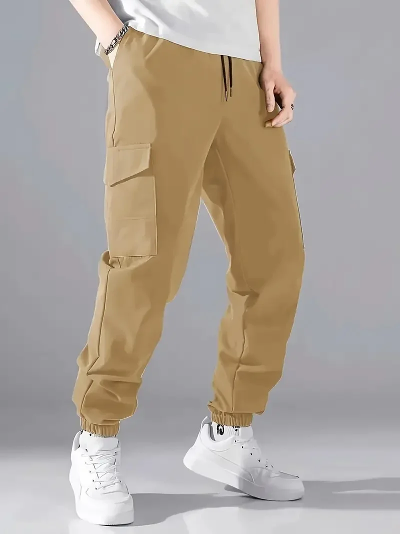Herren Leichte Tech-Cargohose im Joggerstil mit Tunnelzug, elastischem Beinabschluss & Multifachtaschen Drune