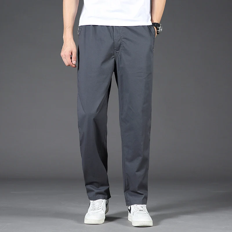 Herren Leichte Relaxed-Fit Chinohose mit elastischem Bund & geradem Bein Drune