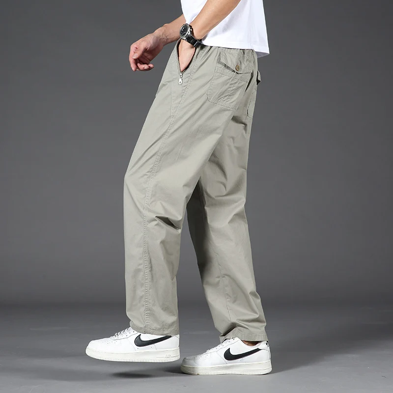 Herren Leichte Relaxed-Fit Chinohose mit elastischem Bund & geradem Bein Drune