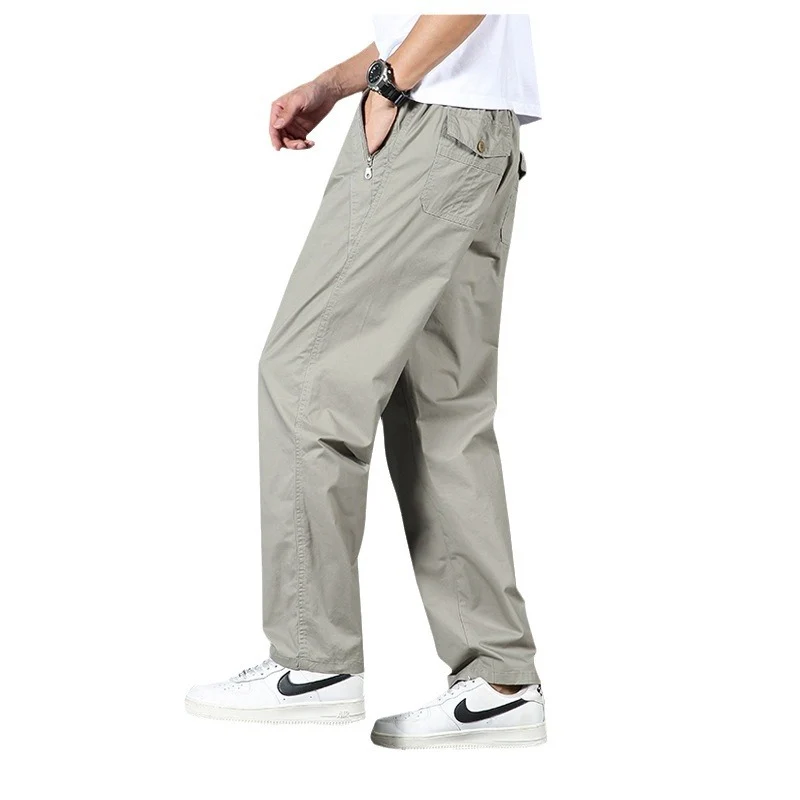 Herren Leichte Relaxed-Fit Chinohose mit elastischem Bund & geradem Bein Drune