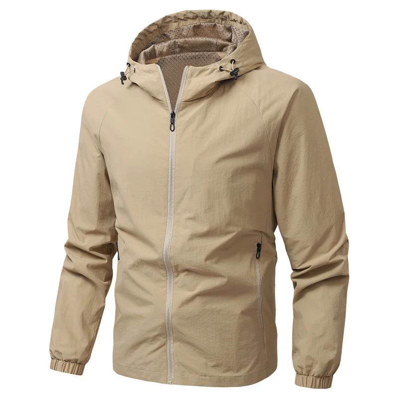 Herren Leichte Kapuzen-Windjacke mit Mesh‑Futter, durchgehendem Reißverschluss & elastischen Bündchen Drune