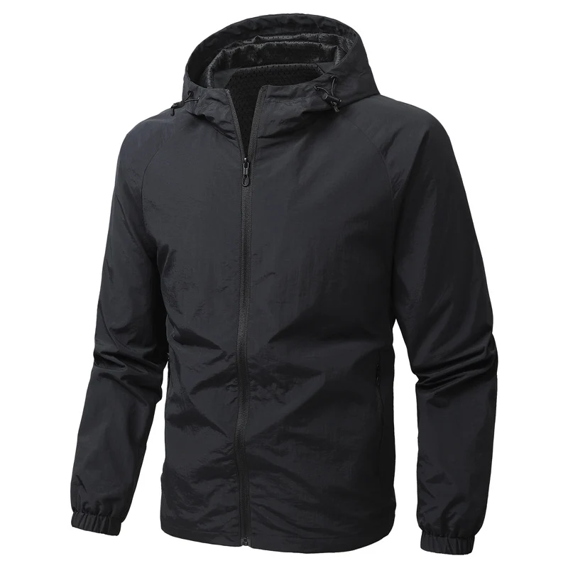 Herren Leichte Kapuzen-Windjacke mit Mesh‑Futter, durchgehendem Reißverschluss & elastischen Bündchen Drune