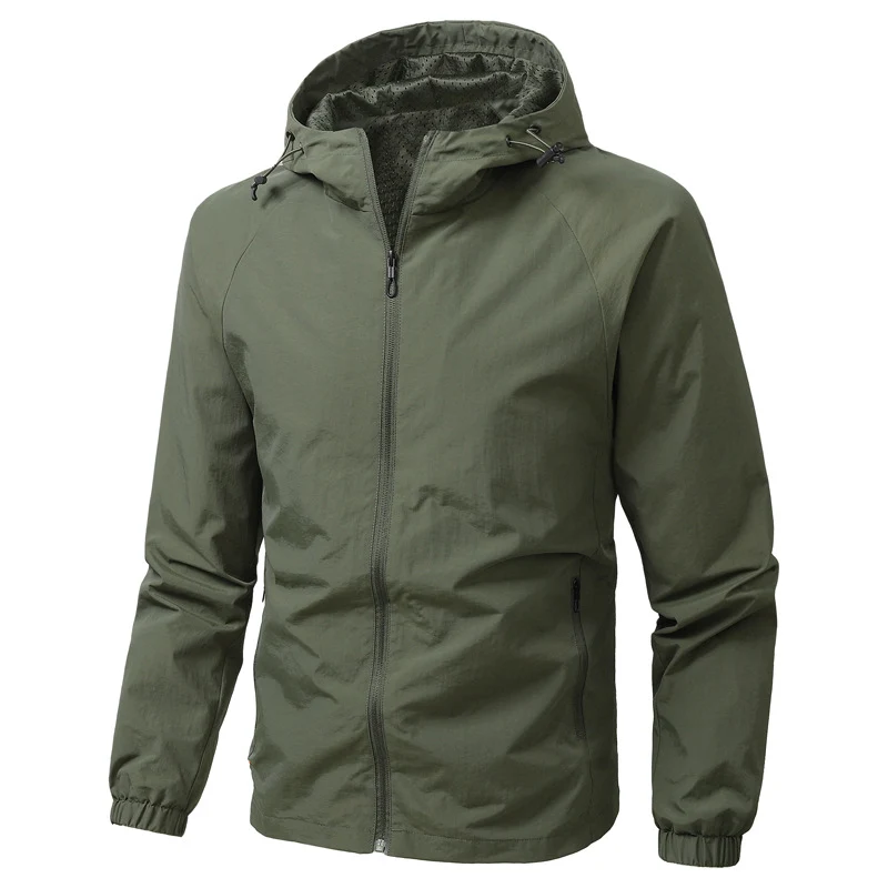 Herren Leichte Kapuzen-Windjacke mit Mesh‑Futter, durchgehendem Reißverschluss & elastischen Bündchen Drune