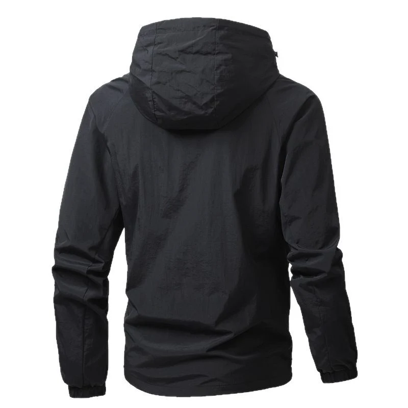 Herren Leichte Kapuzen-Windjacke mit Mesh‑Futter, durchgehendem Reißverschluss & elastischen Bündchen Drune