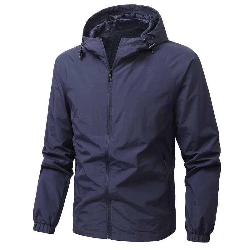 Herren Leichte Kapuzen-Windjacke mit Mesh‑Futter, durchgehendem Reißverschluss & elastischen Bündchen Drune