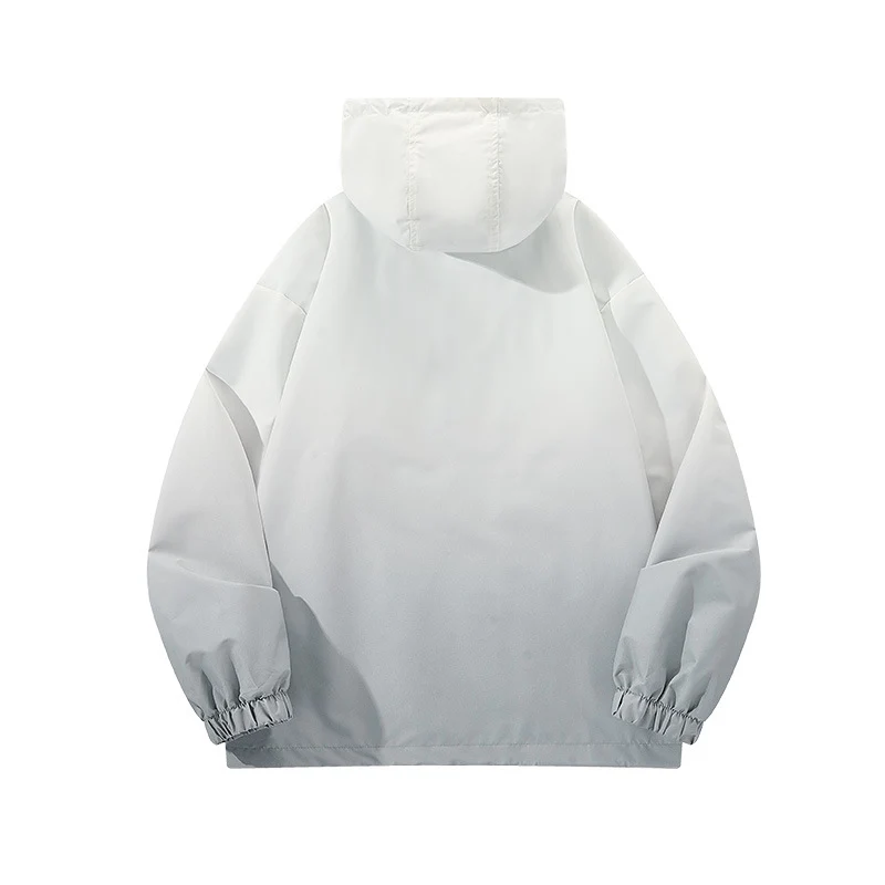 Herren Leichte Kapuzen-Windjacke mit asymmetrischen Reißverschlusstaschen und verstellbarem Saum Drune