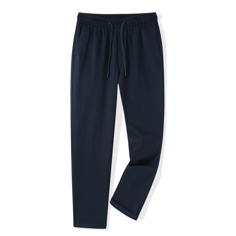 Herren Leichte Baumwoll-Mix-Hose mit elastischem Kordelbund und geradem Bein Drune