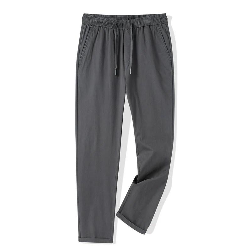 Herren Leichte Baumwoll-Mix-Hose mit elastischem Kordelbund und geradem Bein Drune