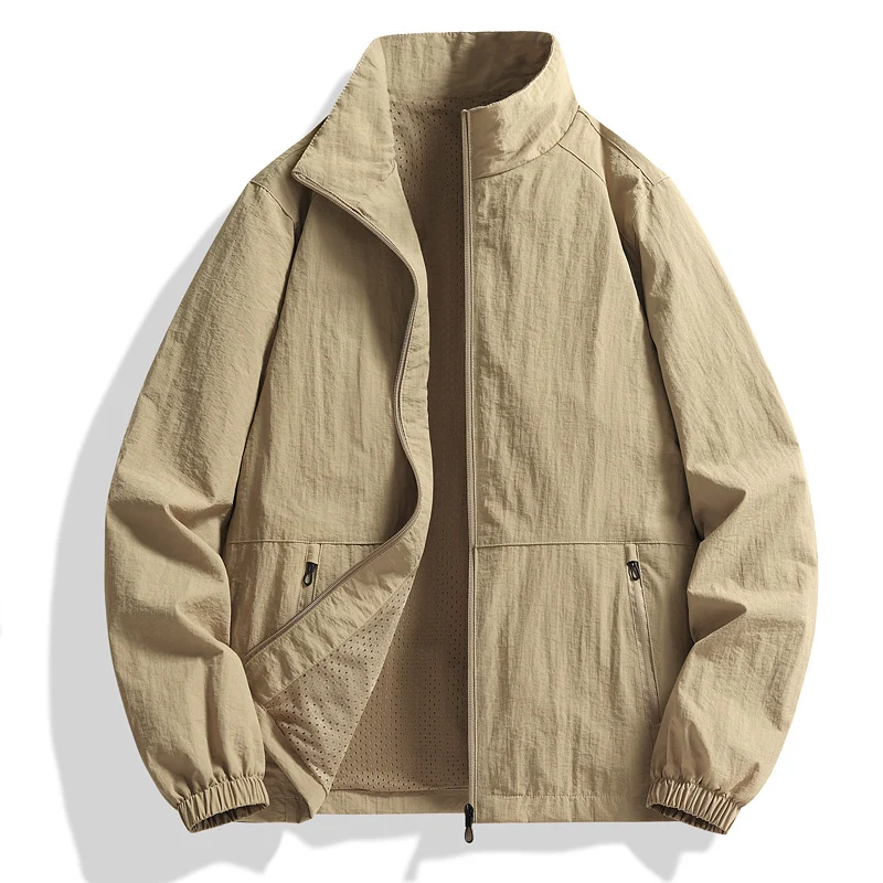 Herren Leichte atmungsaktive Windjacke mit Stehkragen und perforiertem Futter Drune