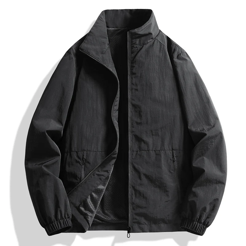 Herren Leichte atmungsaktive Windjacke mit Stehkragen und perforiertem Futter Drune