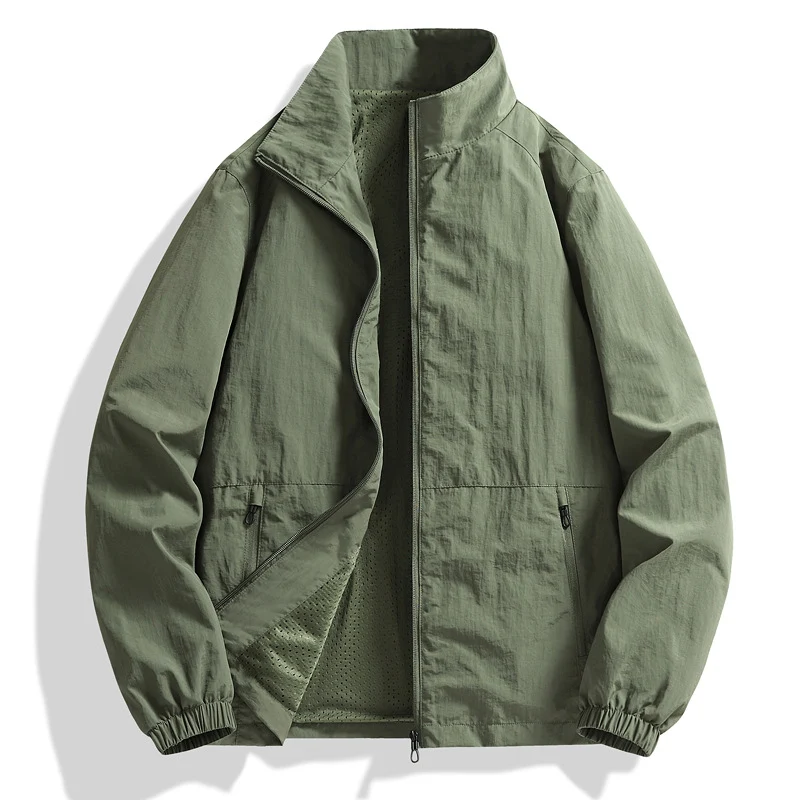 Herren Leichte atmungsaktive Windjacke mit Stehkragen und perforiertem Futter Drune