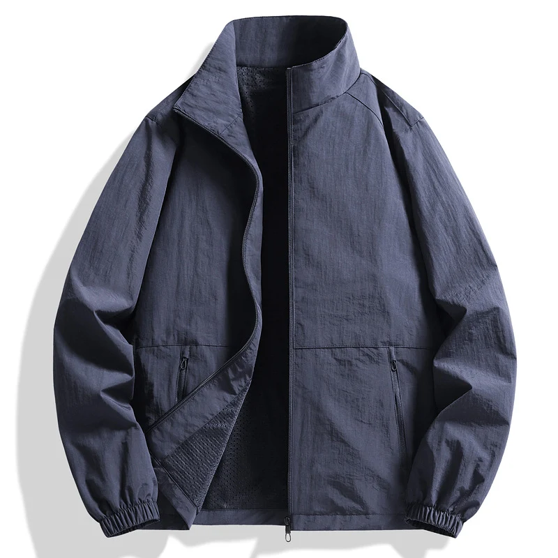 Herren Leichte atmungsaktive Windjacke mit Stehkragen und perforiertem Futter Drune