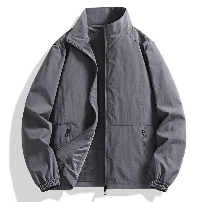 Herren Leichte atmungsaktive Windjacke mit Stehkragen und perforiertem Futter Drune