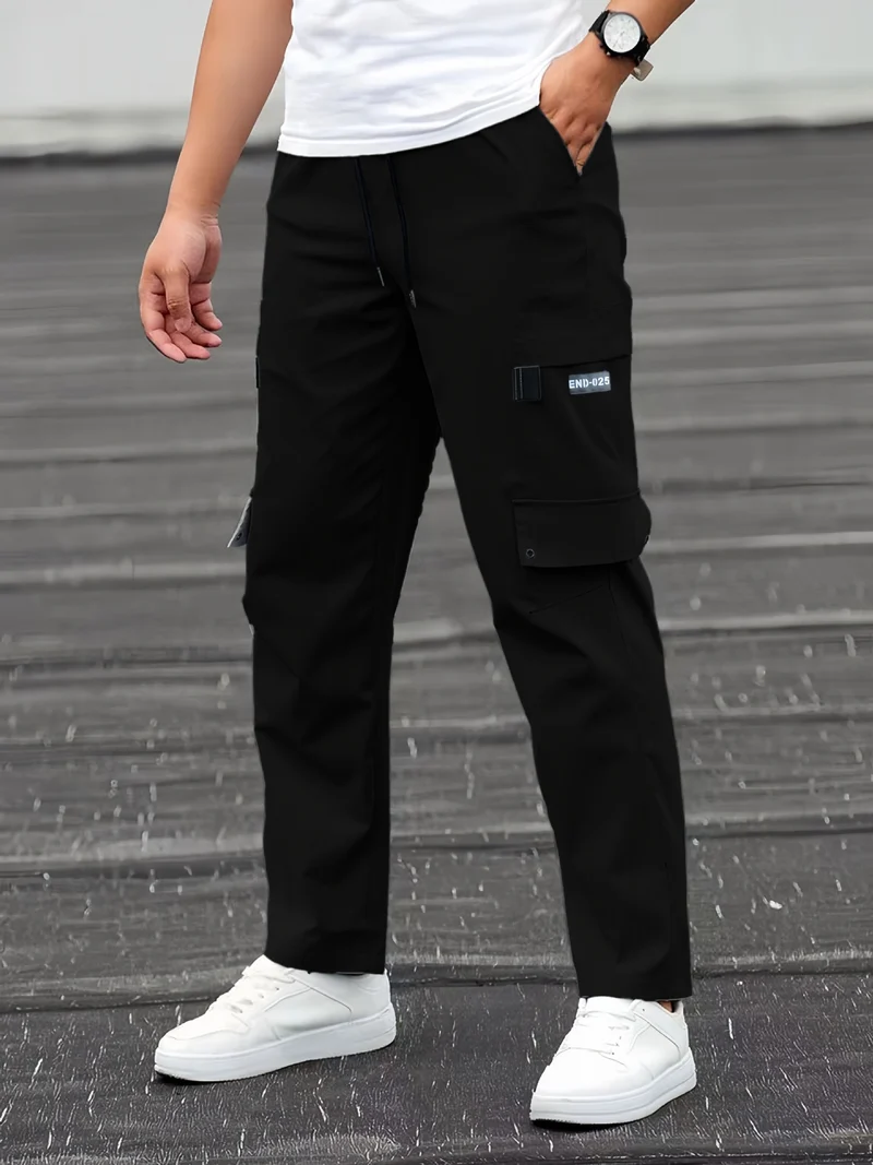 Herren Lässige technische Cargohose mit Multifachtaschen, Tunnelzugbund und geradem Bein Drune