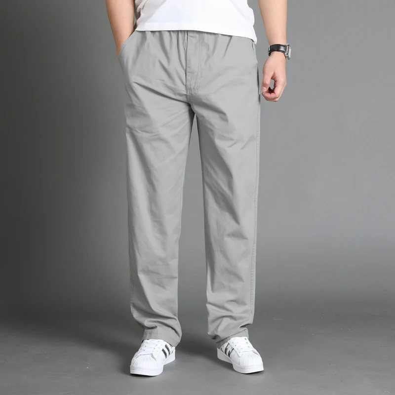 Herren Lässige Canvas-Chinohose mit elastischem Tunnelzugbund, aufgesetzten Taschen & geradem Bein Drune