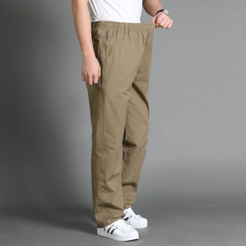 Herren Lässige Canvas-Chinohose mit elastischem Tunnelzugbund, aufgesetzten Taschen & geradem Bein Drune