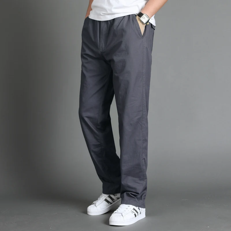 Herren Lässige Canvas-Chinohose mit elastischem Tunnelzugbund, aufgesetzten Taschen & geradem Bein Drune