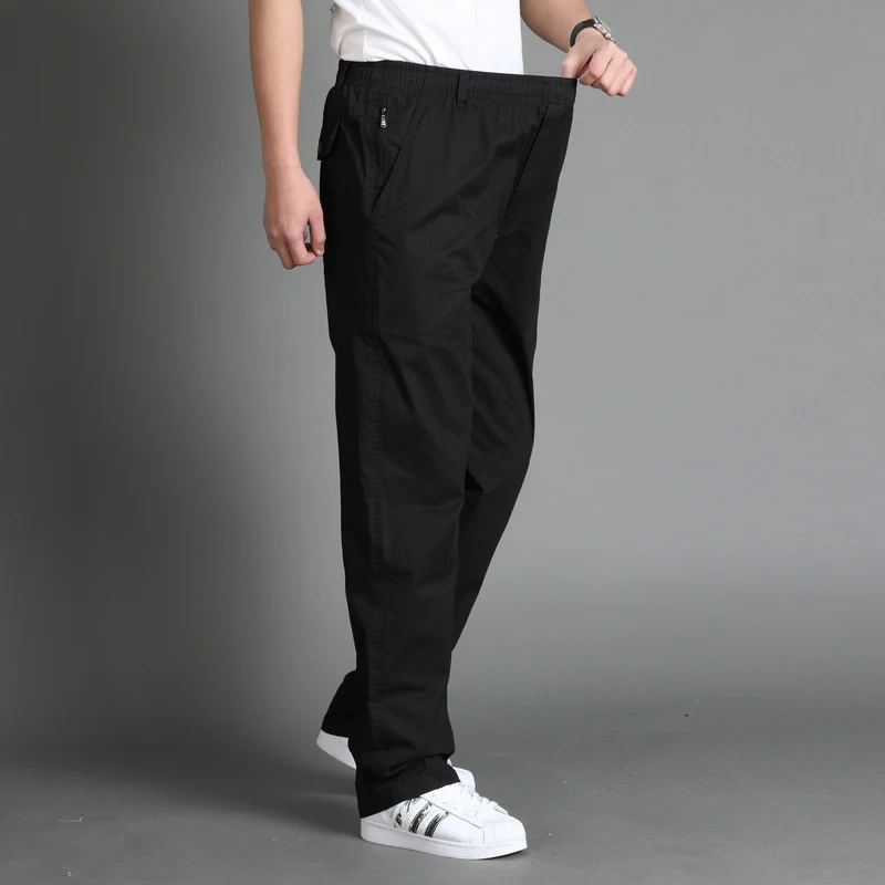 Herren Lässige Canvas-Chinohose mit elastischem Tunnelzugbund, aufgesetzten Taschen & geradem Bein Drune