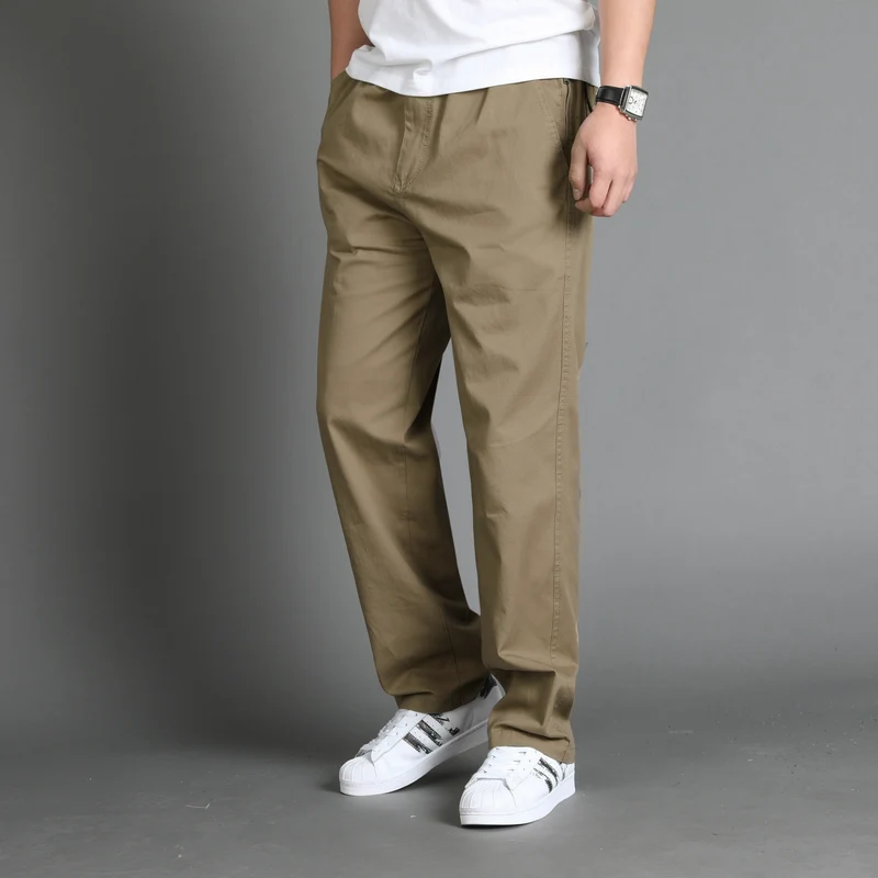 Herren Lässige Canvas-Chinohose mit elastischem Tunnelzugbund, aufgesetzten Taschen & geradem Bein Drune