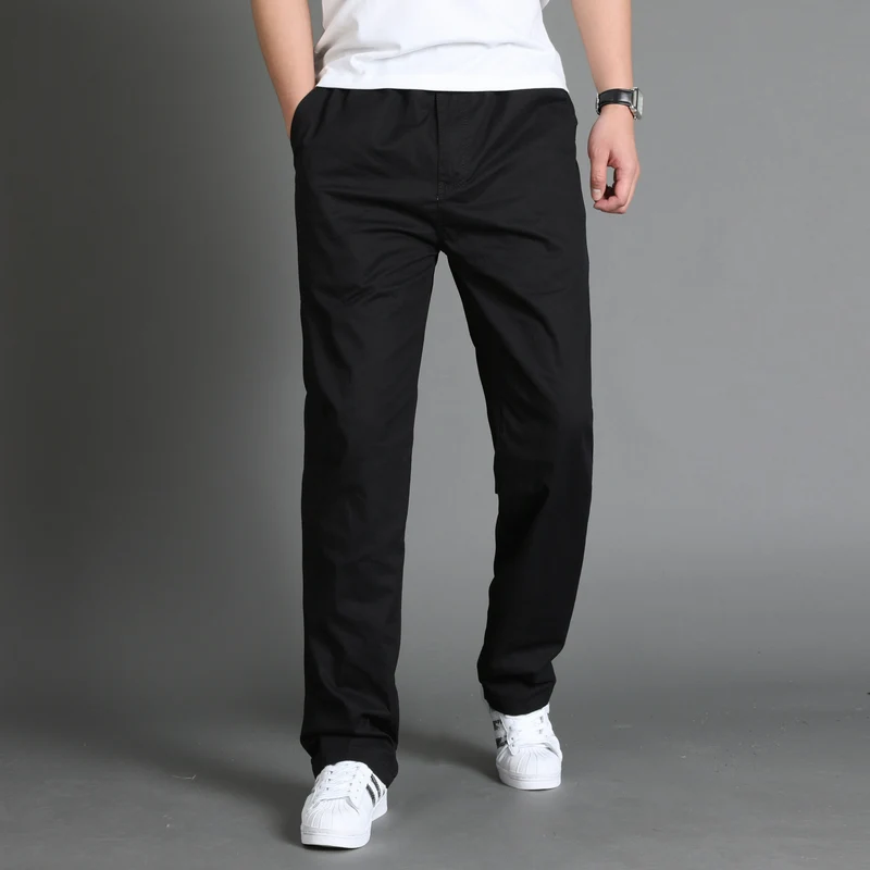 Herren Lässige Canvas-Chinohose mit elastischem Tunnelzugbund, aufgesetzten Taschen & geradem Bein Drune