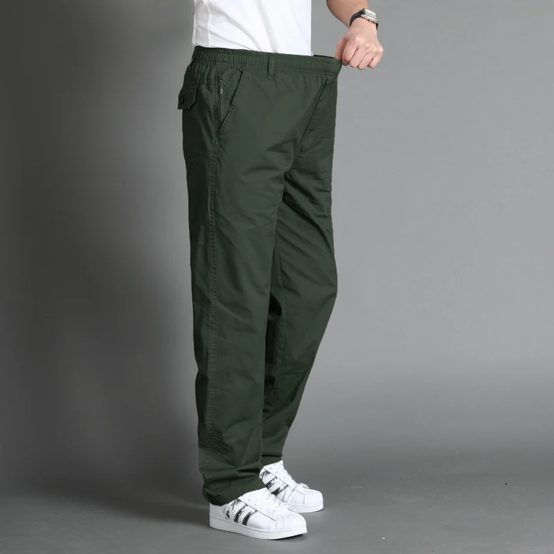 Herren Lässige Canvas-Chinohose mit elastischem Tunnelzugbund, aufgesetzten Taschen & geradem Bein Drune