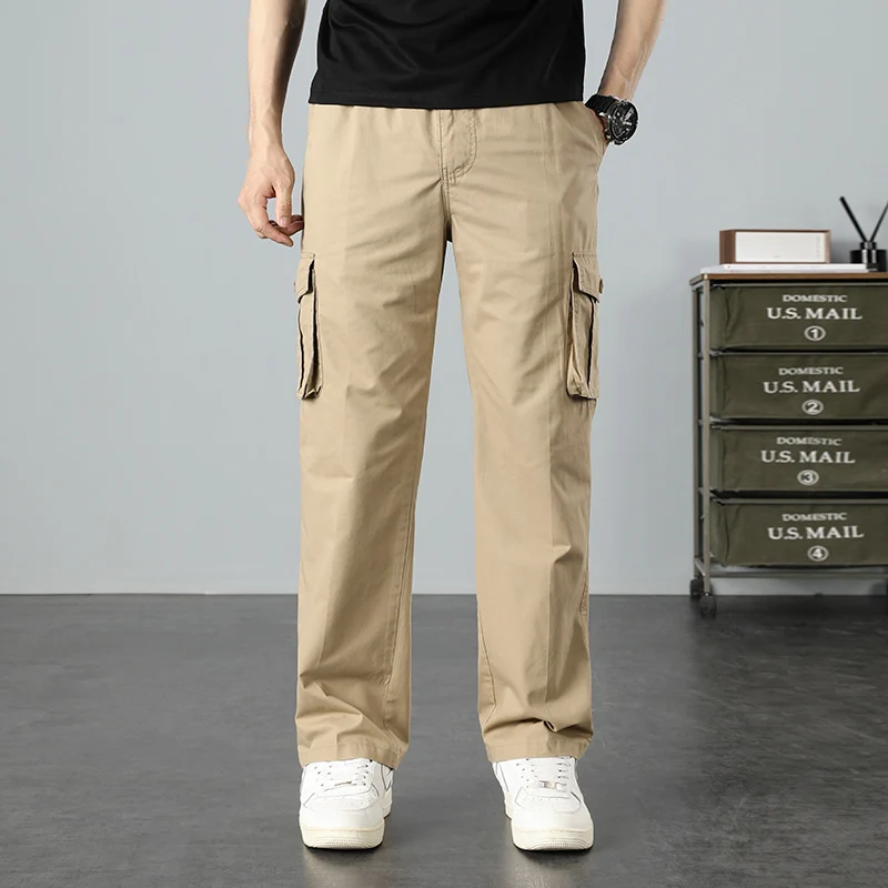Herren Lässige Canvas-Cargohose mit großen Klappentaschen, Relaxed Fit & verstärkten Nähten Drune