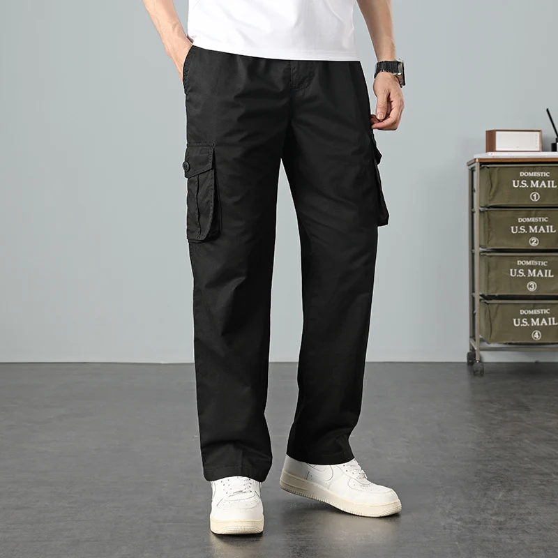 Herren Lässige Canvas-Cargohose mit großen Klappentaschen, Relaxed Fit & verstärkten Nähten Drune