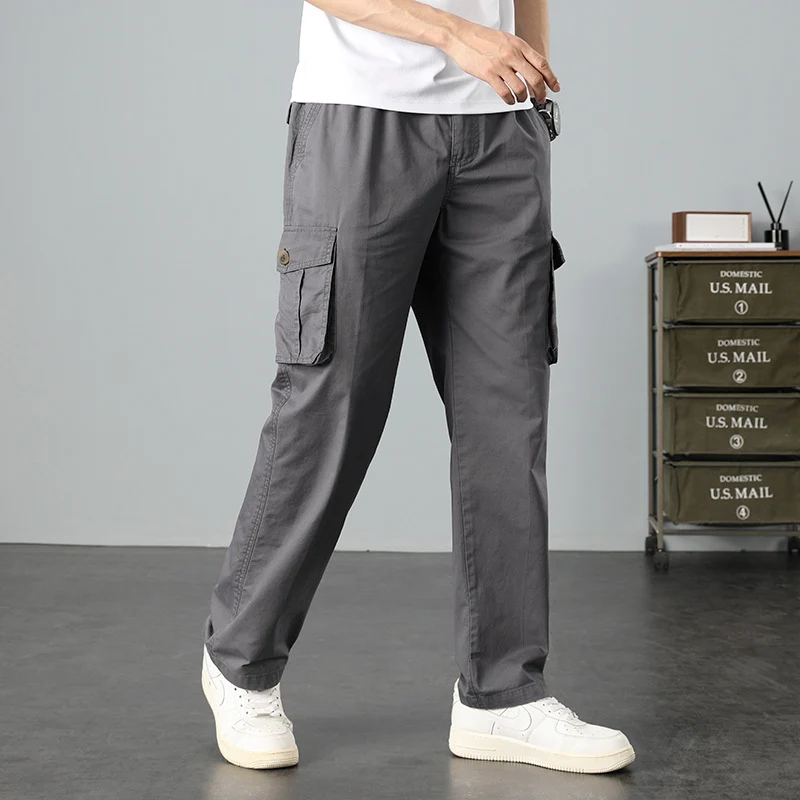 Herren Lässige Canvas-Cargohose mit großen Klappentaschen, Relaxed Fit & verstärkten Nähten Drune