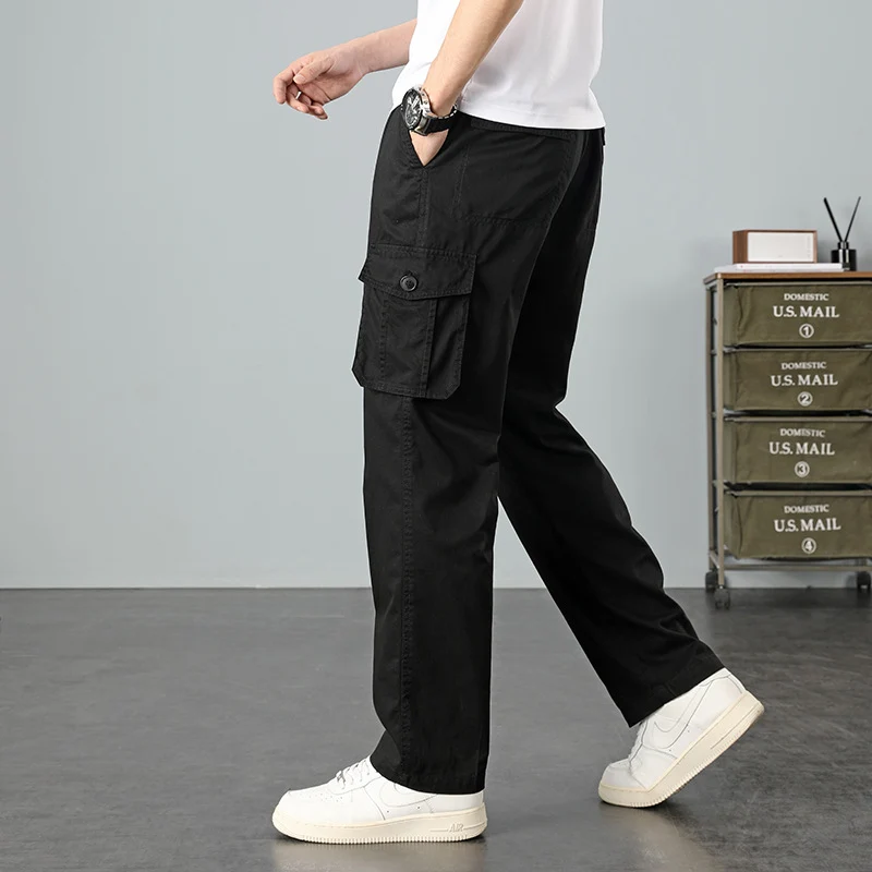 Herren Lässige Canvas-Cargohose mit großen Klappentaschen, Relaxed Fit & verstärkten Nähten Drune