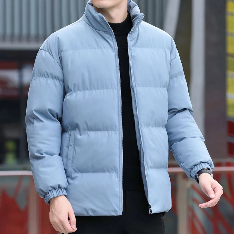 Herren Kurz geschnittene gesteppte Thermojacke mit Stehkragen, Zwei‑Wege Reißverschluss und elastischen Bündchen Drune