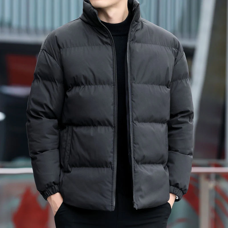 Herren Kurz geschnittene gesteppte Thermojacke mit Stehkragen, Zwei‑Wege Reißverschluss und elastischen Bündchen Drune