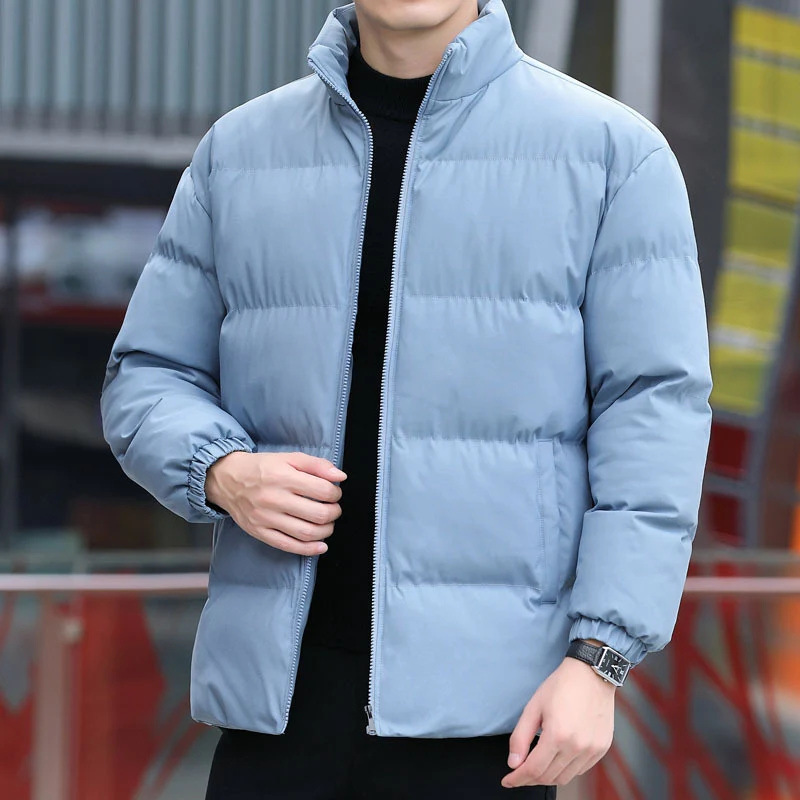 Herren Kurz geschnittene gesteppte Thermojacke mit Stehkragen, Zwei‑Wege Reißverschluss und elastischen Bündchen Drune